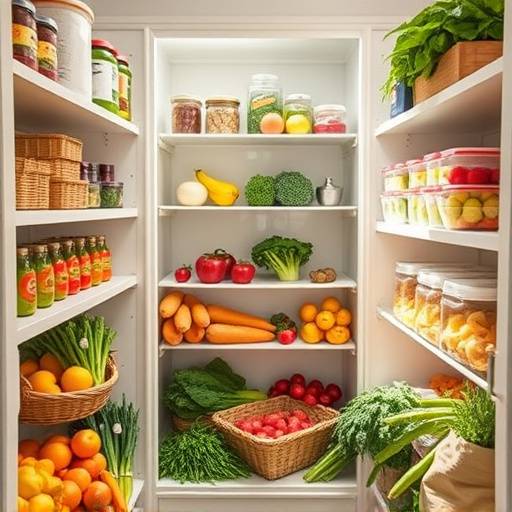 Una despensa organizada con frutas y verduras frescas de temporada